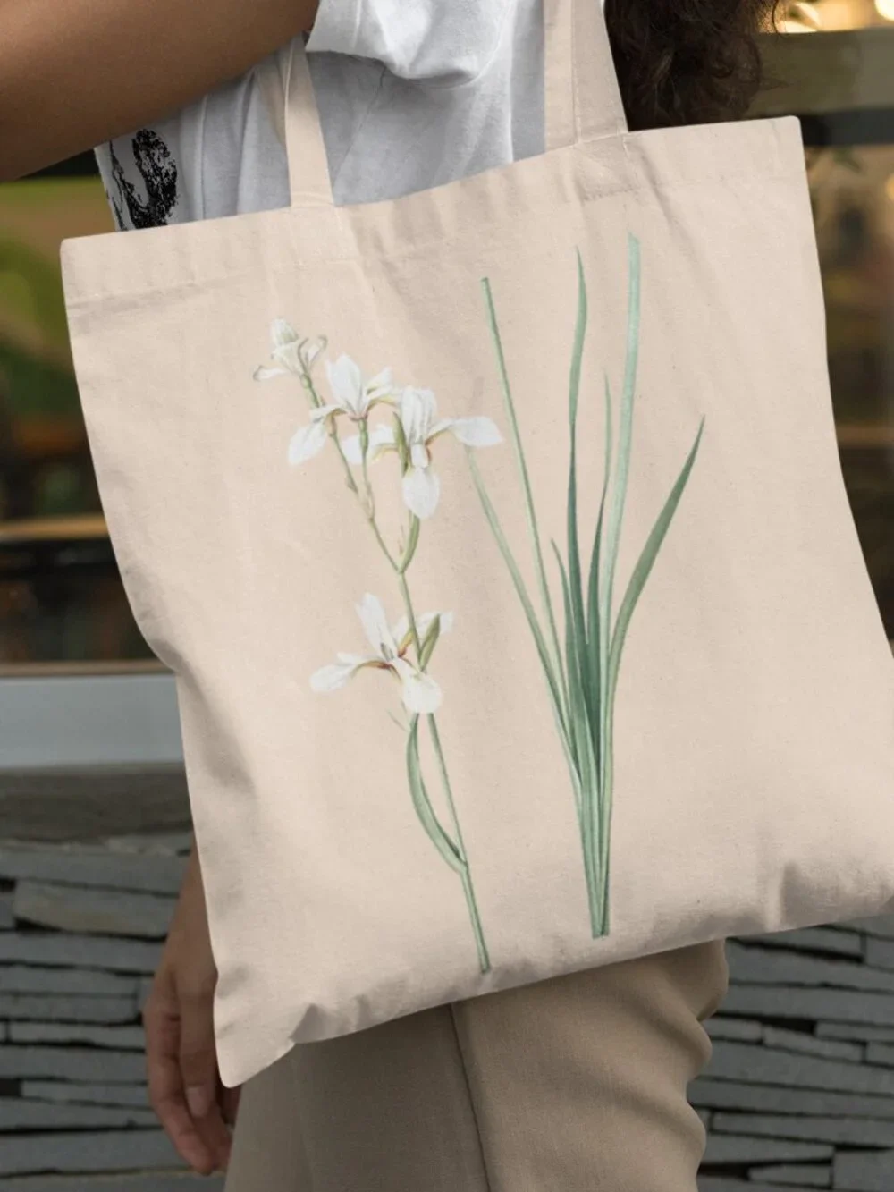 Siberian Iris Vintage Floral Print Graphic Canvas Tote Bag